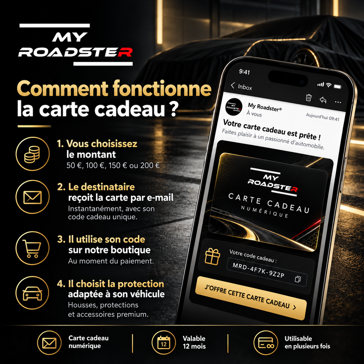 Comment fonctionne la carte cadeau My Roadster® numérique